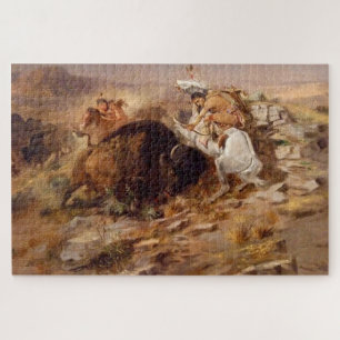 Buffeljacht indiaanse jagers legpuzzel