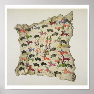 Buffeljacht (pigment op elandhuid) poster