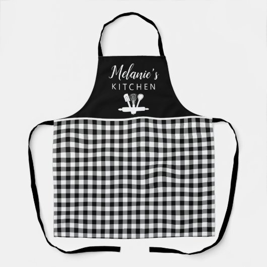 Buffelkeukengereedschap en naam plakken schort (Voorkant)