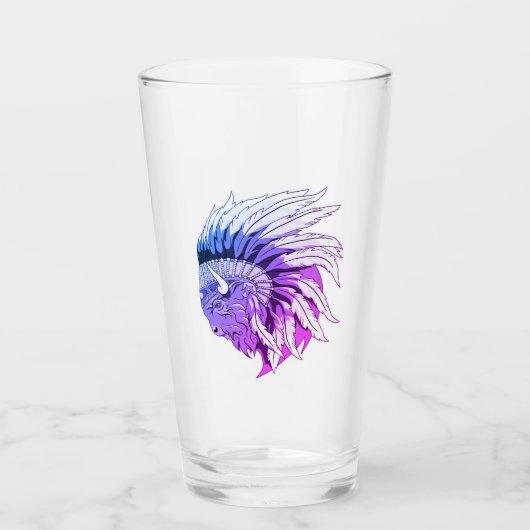 Buffelkop met indiaans adres glas (Voorkant)