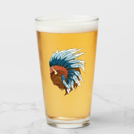 Buffelkop met indiaans adres glas (Voorkant gevuld)