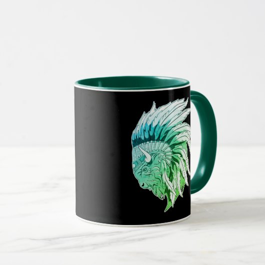 Buffelkop met indiaans adres mok (Voorkant rechts)