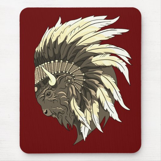 Buffelkop met indiaans adres muismat (Voorkant)