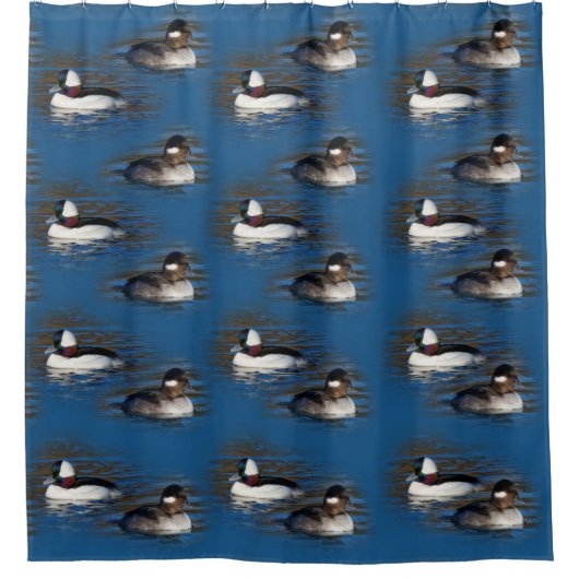 Buffelkoppen en kippen bij de Pond Douchegordijn (Voorkant)