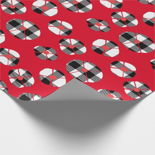 Buffellakventiel op rood cadeaupapier (Hoek)