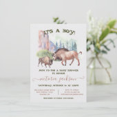 Buffelmammie en baby rustige waterverf baby shower kaart (Staand voorkant)