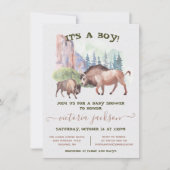 Buffelmammie en baby rustige waterverf baby shower kaart (Voorkant)