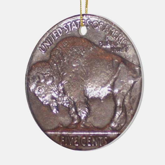 Buffelnikkel Keramisch Ornament (Links)