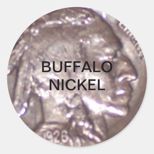 Buffelnikkel Ronde Sticker (Voorkant)