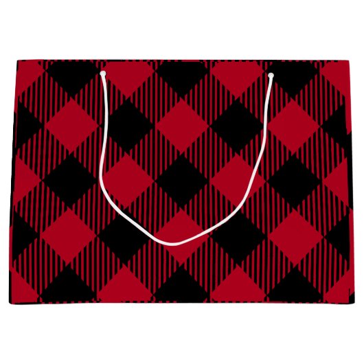 Buffelpatroon met rode en zwarte cheque large cadeautasje (Voorkant)