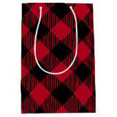 Buffelpatroon met rode en zwarte cheque medium cadeauzakje (Voorkant)
