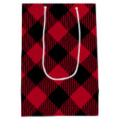 Buffelpatroon met rode en zwarte cheque medium cadeauzakje (Achterkant)