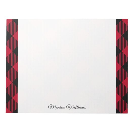 Buffelpatroon met rode en zwarte cheque notitieblok (Voorkant)