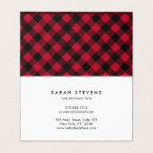 Buffelpatroon met rode en zwarte cheque visitekaartje (Binnenkant ongevouwen)