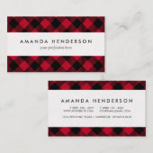 Buffelpatroon met rode en zwarte cheque visitekaartje (Voorkant / Achterkant)