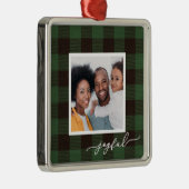 Buffelplaat met ritsvolle kerstfoto metalen ornament (Rechts)