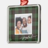 Buffelplaat met ritsvolle kerstfoto metalen ornament (Links)