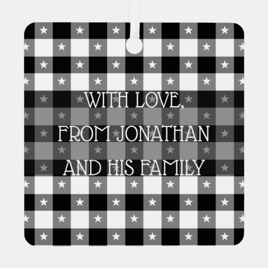 Buffelplaat met sterren Aangepaste naam en foto Metalen Ornament (Achterkant)