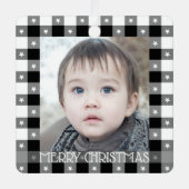 Buffelplaat met sterren Aangepaste naam en foto Metalen Ornament (Voorkant)