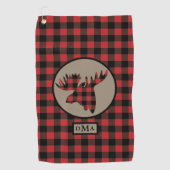 Buffelpolijst eland hoofd monogram golfhanddoek (Voorkant)