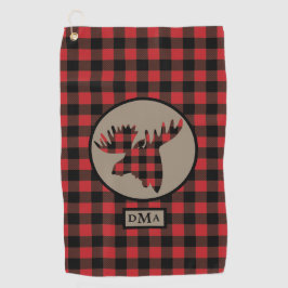 Buffelpolijst eland hoofd monogram golfhanddoek