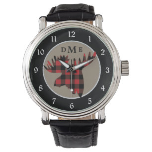 Buffelpolijst eland hoofd monogram horloge