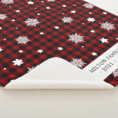 buffelrode sneeuwvlok monogram sherpa deken (3/4)