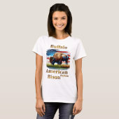 Buffels staan in grasveld met Amerikaanse vlag T-shirt (Voorkant volledig)