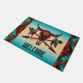 Buffelschedel en pijldoormat deurmat (Schuin)