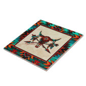 Buffelschedel en pijlen keramische Tegel Tegeltje (Zijkant)