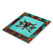 Buffelschedel en pijlen keramische Tegel Tegeltje (Zijkant)