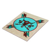 Buffelschedel en pijlen keramische Tegel Tegeltje (Zijkant)