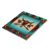 Buffelschedel en pijlen keramische Tegel Tegeltje (Zijkant)