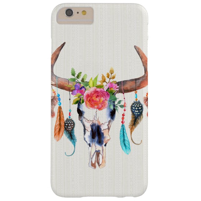 Buffelschedel met doezelaar en bloemen Case-Mate iPhone case (Achterkant)