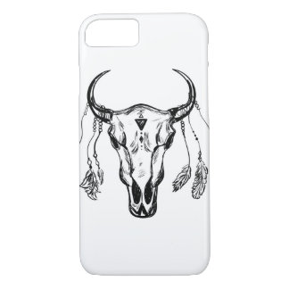 Buffelschedel met veren. Handtekening Schets. Case-Mate iPhone Case