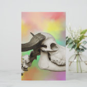 Buffelschedel op Waterverf achtergrond Briefpapier (Staand voorkant)