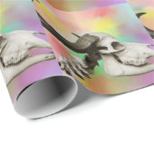 Buffelschedel op Waterverf achtergrond Cadeaupapier (Rol Hoek)