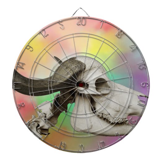 Buffelschedel op Waterverf achtergrond Dartbord (Voorkant)