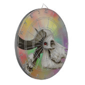 Buffelschedel op Waterverf achtergrond Dartbord (Voorkant Links)