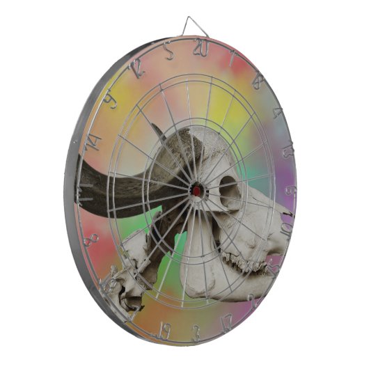 Buffelschedel op Waterverf achtergrond Dartbord (Voorkant Links)