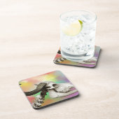 Buffelschedel op Waterverf achtergrond Drankjes Onderzetter (Rechterzijde)