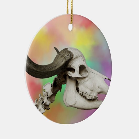 Buffelschedel op Waterverf achtergrond Keramisch Ornament (Rechts)