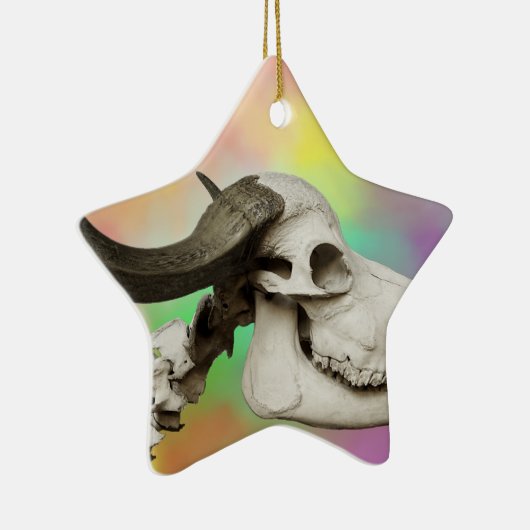 Buffelschedel op Waterverf achtergrond Keramisch Ornament (Rechts)
