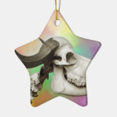 Buffelschedel op Waterverf achtergrond Keramisch Ornament (Links)