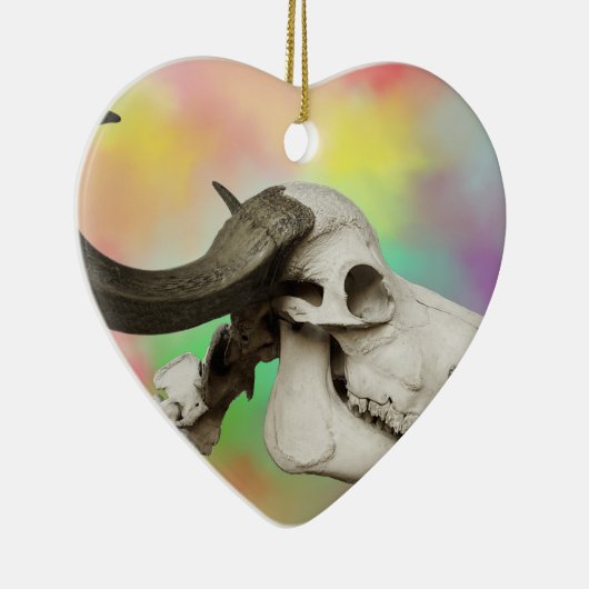 Buffelschedel op Waterverf achtergrond Keramisch Ornament (Rechts)