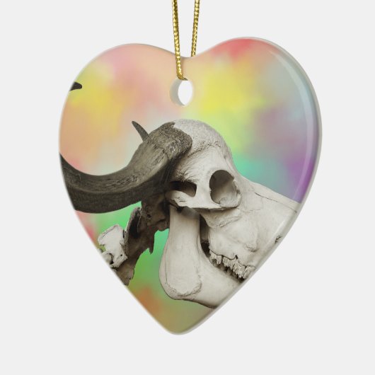 Buffelschedel op Waterverf achtergrond Keramisch Ornament (Links)