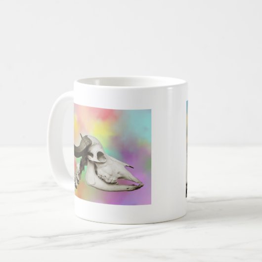 Buffelschedel op Waterverf achtergrond Koffiemok (Voorkant links)