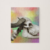 Buffelschedel op Waterverf achtergrond Legpuzzel (Verticaal)