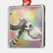 Buffelschedel op Waterverf achtergrond Metalen Ornament (Links)