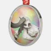 Buffelschedel op Waterverf achtergrond Metalen Ornament (Links)